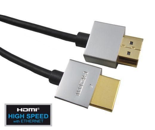 PremiumCord Slim HDMI High Speed + Ethernet kábel, 0,5 m