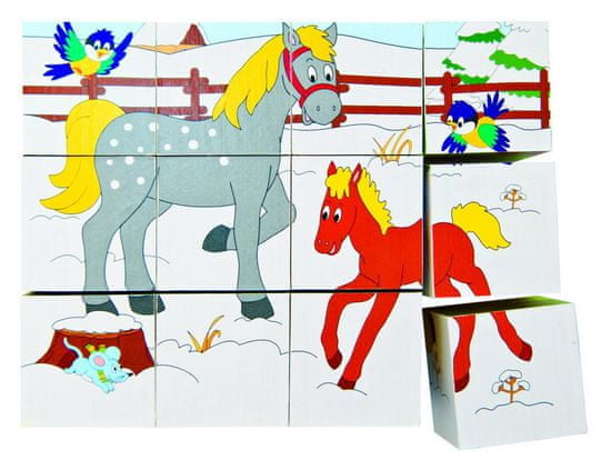 Woody Kocka puzzle, Állatok, 3 x 4