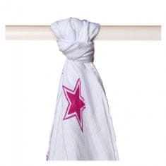 XKKO Bambusz Törölköző, Star, 90 x 100 cm, Fehér / Rózsaszín