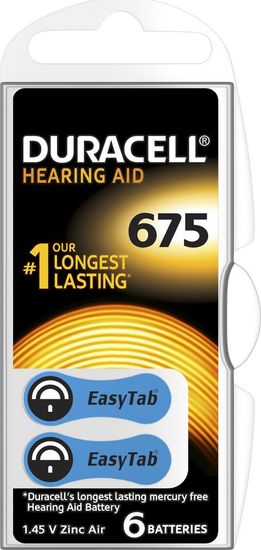 Duracell Hearing Aid 675 Hallókészülék elem, 6db