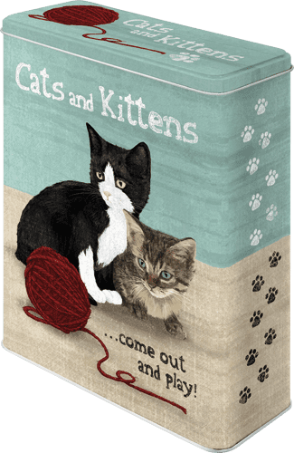 Postershop Cats and Kittens Retro Macskás fémdoboz, XL, 8x19x26 cm