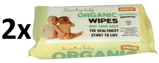 Beaming Baby Organik törlőkendő, 2 x 72 db