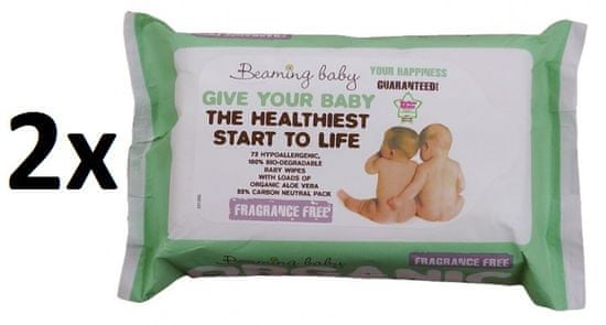 Beaming Baby Organic Illatmentes Törlőkendő, 2x72 db