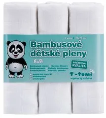 T-tomi Bambusz textilpelenka, fehér - 3 db