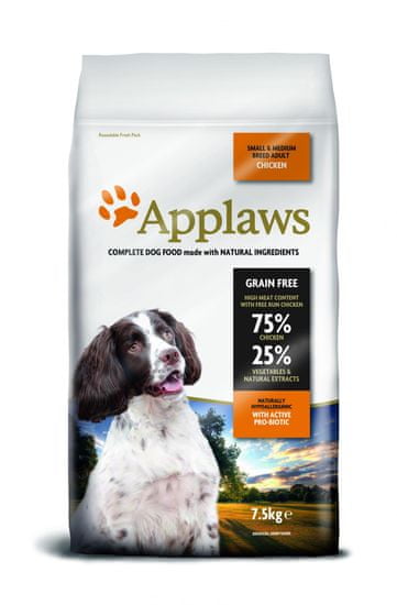 Applaws Dog Adult Small & Medium Breed Chicken kutyatáp - 7,5kg