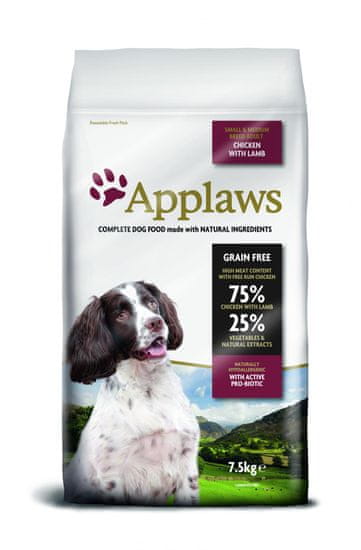 Applaws Dog Adult Small & Medium Breed Chicken & Lamb kutyatáp - 7,5kg