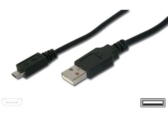 PremiumCord USB 2.0 A-Micro B, M/M, 3 m, fekete
