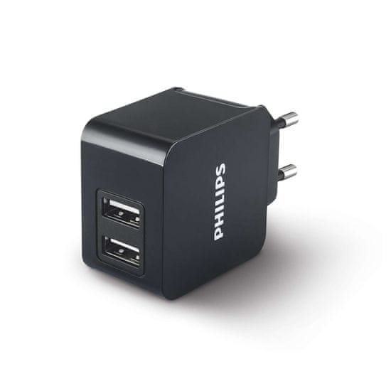 PHILIPS USB hálózati adapter, 3.1 A, Fekete