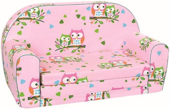 Bino Mini kanapé bagoly mintával, Rózsaszín
