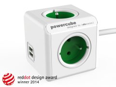 PowerCube Extended USB Elosztó, Zöld, 1,5 m