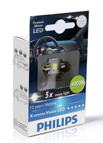 PHILIPS (129404000KX1) X-tremeVision C5W LED izzó, 30 mm, 4000 K, 1 db