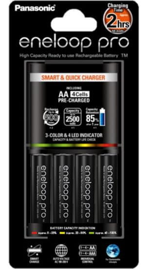 PANASONIC Smart & Quick charger Elemtöltő + 4x AA 2500 mAh elem