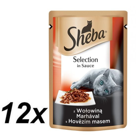 Sheba Selection Alutasakos macskaeledel marhahússal 12 x 85g