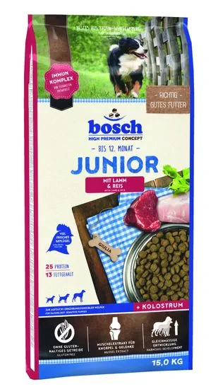 Bosch Junior Kutyatáp bárányhússal és rizzsel, 15kg