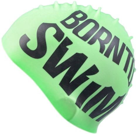 Born To Swim Fényvisszaverős úszósapka, Zöld/Fekete