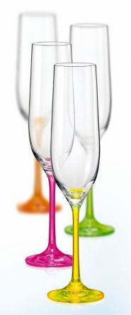 Crystalex pezsgős pohár Neon 190 ml, 4 drb