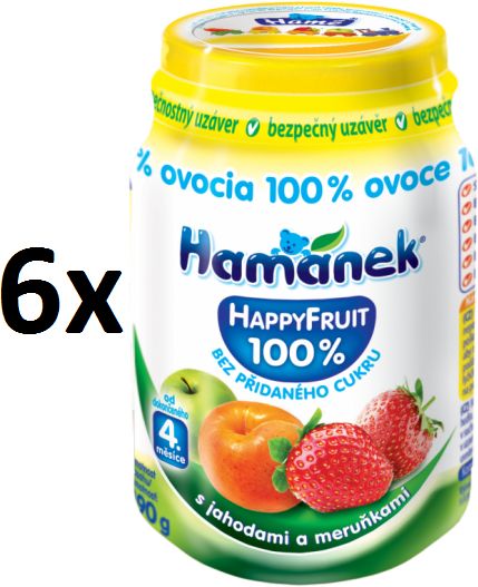 Hamánek Happy Fruit Eper és Kajszibarack 6x190 g