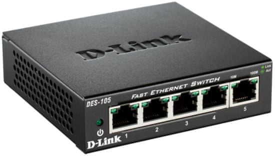 D-LINK DES-105/E 5-port 10/100 Fémházas asztali switch