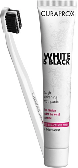 Curaprox White is Black fogkrém, 90 ml + fogkefe