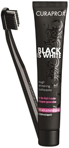 Curaprox Black is White fogkrém, 90 ml + fogkefe