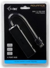 I-TEC Slim elosztó (USB-C, 4x port), fekete