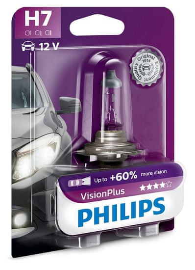 PHILIPS (12972VPB1) VisionPlus H7 Autó izzó, 12V, 55 W