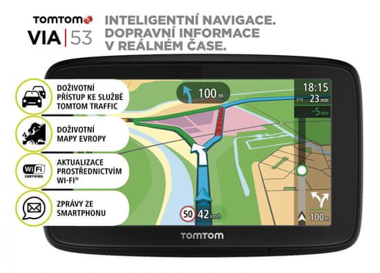TomTom VIA 53 Europe Lifetime Naviigációs rendszer, 48 ország
