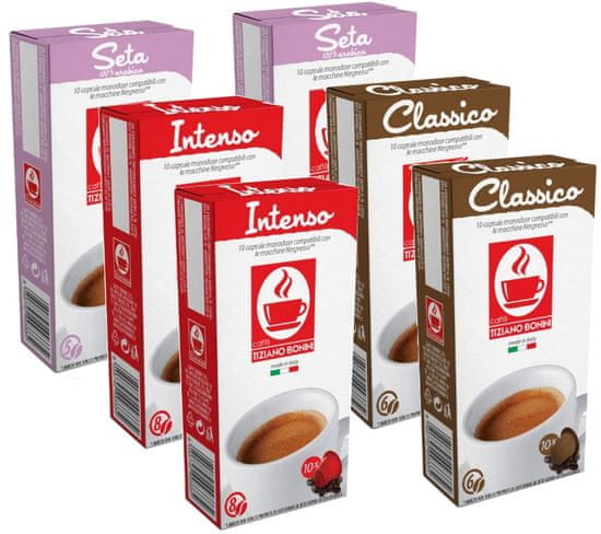 Tiziano Bonini Nespresso kávéfőzőbe alkalmas Mix pack kapszula készlet, 10 db, 6 csomag