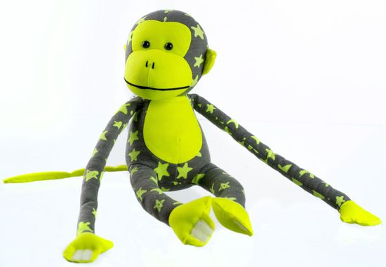 Teddies Sötétben világító majmocska - szürke/sárga