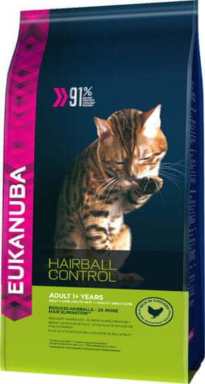 Eukanuba Cat Adult Hairball Control Chicken Macskaeledel felnőtt macskáknak, 2 kg