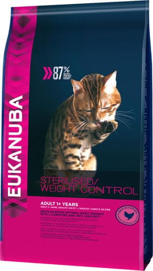 Eukanuba Cat Adult Weight Control Chicken Macskaeledel felnőtt macskáknak, 1,5 kg