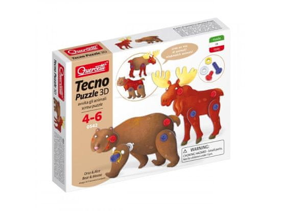 Quercetti Tecno Puzzle 3D medve és jávorszarvas