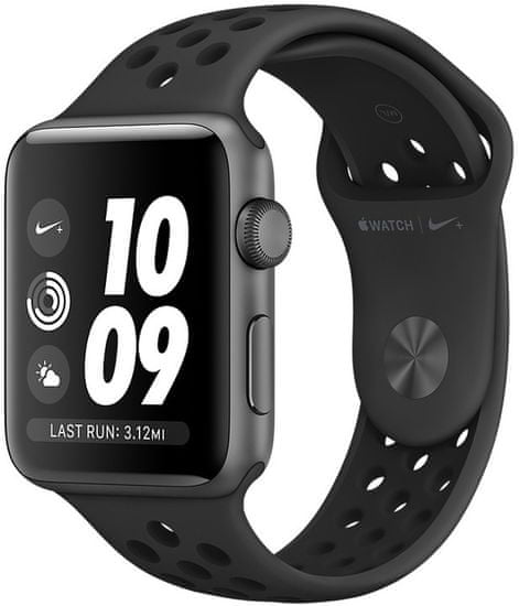 Apple Watch Series 3 Nike+ GPS, 42mm Space Grey Aluminium Case with Anthracite/Black Nike Sport Band