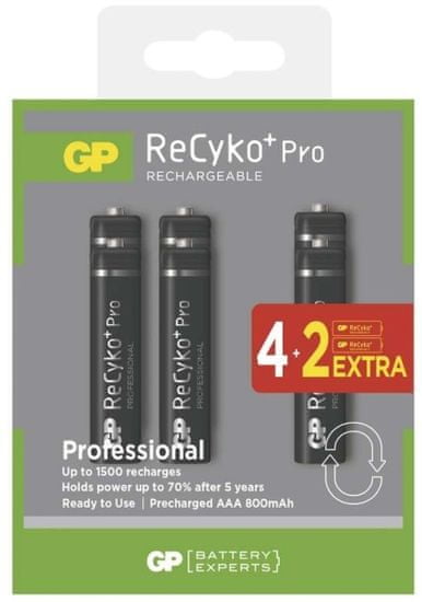 GP ReCyko+ Pro series AAA, tölthető, 800 mAh, 4+2 drb