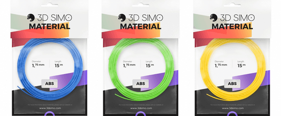 3Dsimo Filament ABS - kék, zöld, sárga 15 m