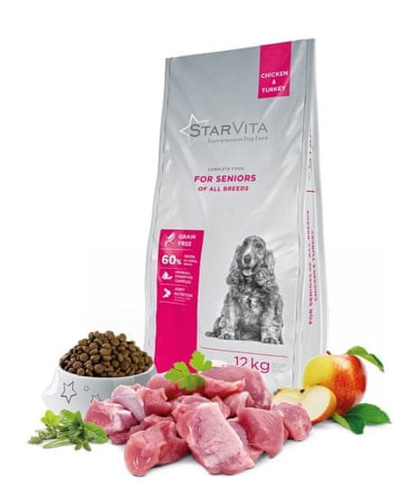 Starvita Száraz granulát kutyatáp, idősebb kutyák számára 12kg-ig