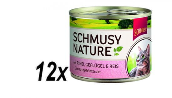 Schmusy Nature Menü Marha- és baromfihús Macskakonzerv, 12 x 190 g
