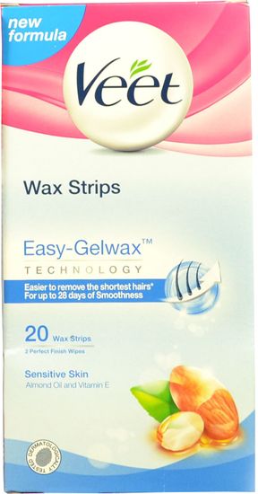 Veet Wax Strips Hideggyanta csík, E-vitaminnal és mandulaolajjal, 20 db