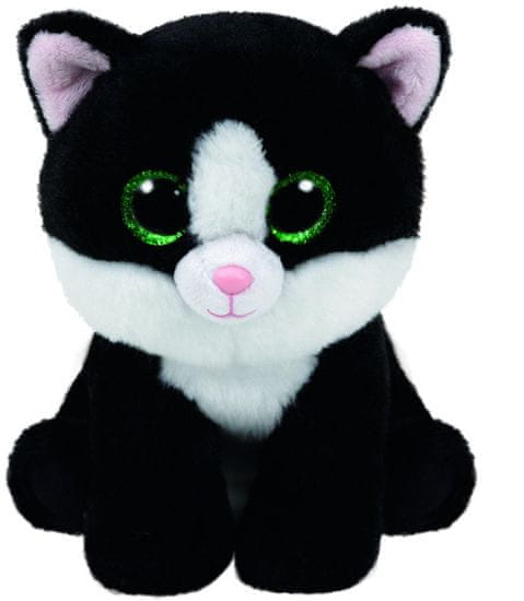 TY Beanie Babies 24 cm AVA, fekete-fehér cica