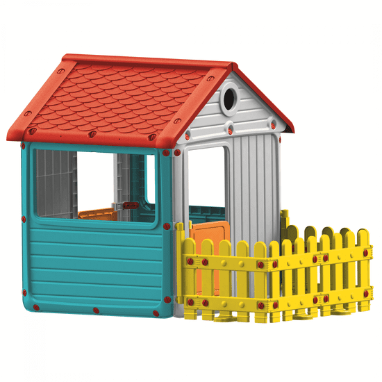 DOLU Gyerek kerti ház kerítéssel, műanyag, kék