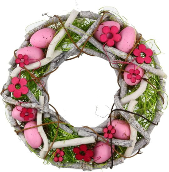 Seizis Húsvéti fűzfakoszorú, 23 cm, rózsaszín