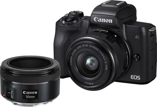 CANON EOS M50 + 15-45 + 50 F1,8 + adaptér EF-EOS M (2680C061) fényképezőgép