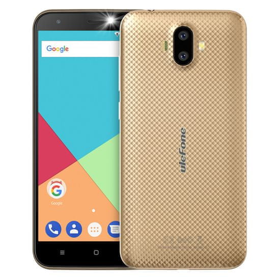 Ulefone S7, 1GB/8GB, DualSIM, arany színű okos telefon