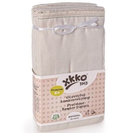 XKKO Többrétegű bambusz pelenka Natural, Premium (6darab)