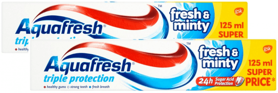 Aquafresh Fresh&amp;Minty fogkrém 2x 125 ml