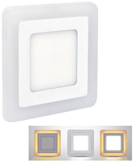Solight LED háttérvilágítású panel, mennyezeti, 6W + 3W, négyzet