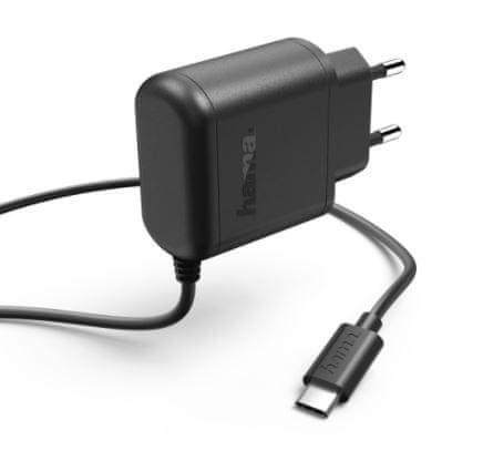 Hama Hálózati töltő kábellel, USB type C (USB-C), 3 A, doboz Prime