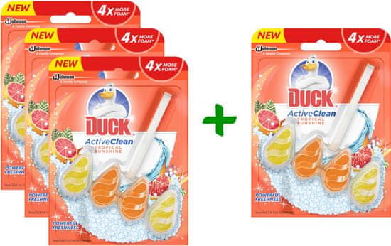 Duck Active Clean Tropical Sunshine WC-frissítő, 3+1 db