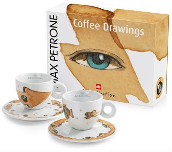 illy Max Petrone COFFEE DRAWINGS cappuccino kávéskészlet, 2 darabos