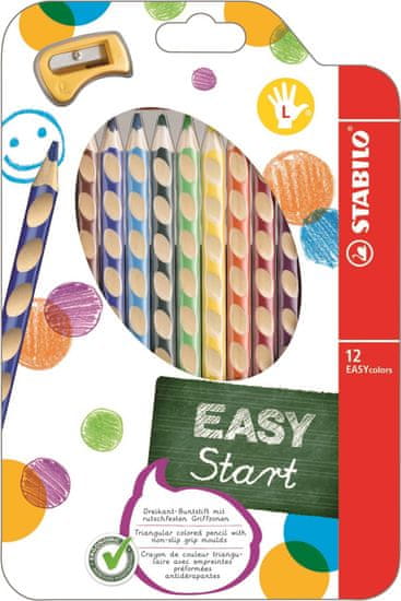 Stabilo Easycolours színes ceruza, háromszögletű balkezeseknek.